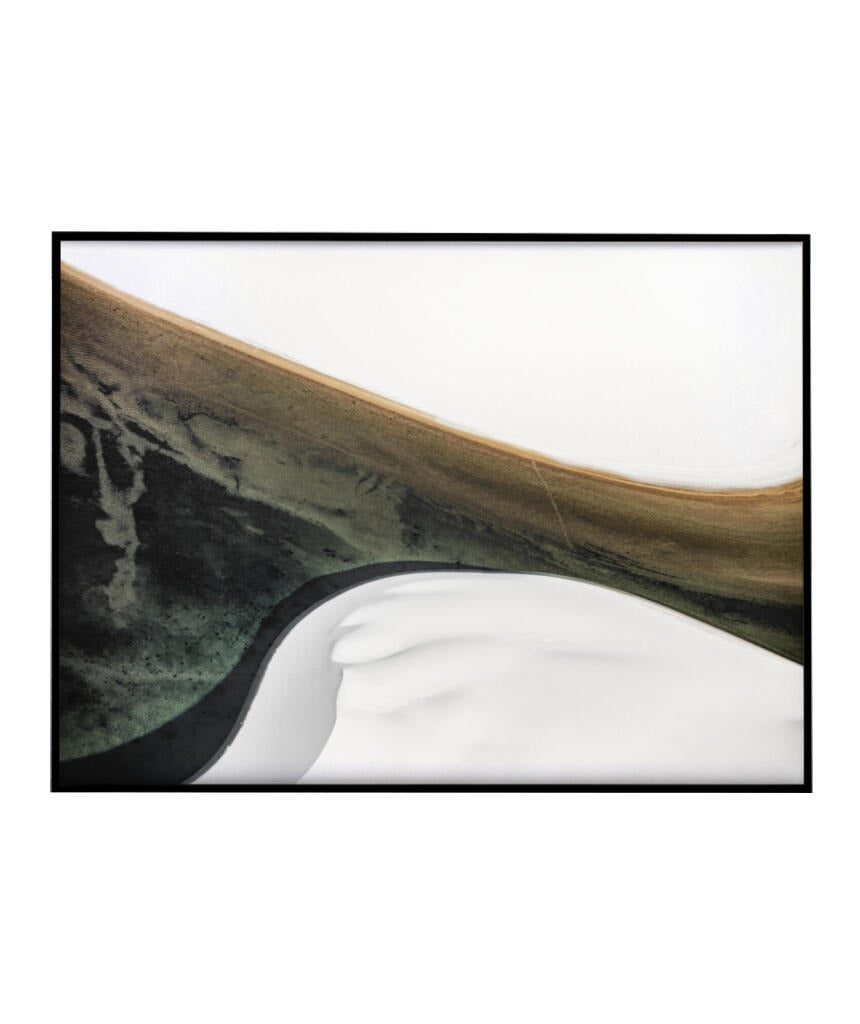 Quadro Decorativo Abstrato e Curvas - Tons Cinza, Branco, Preto e Marrom -Horizontal