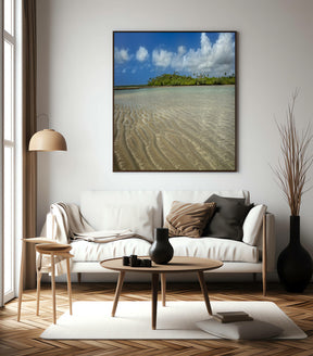 Quadro Decorativo Praia , Areia e Árvores.