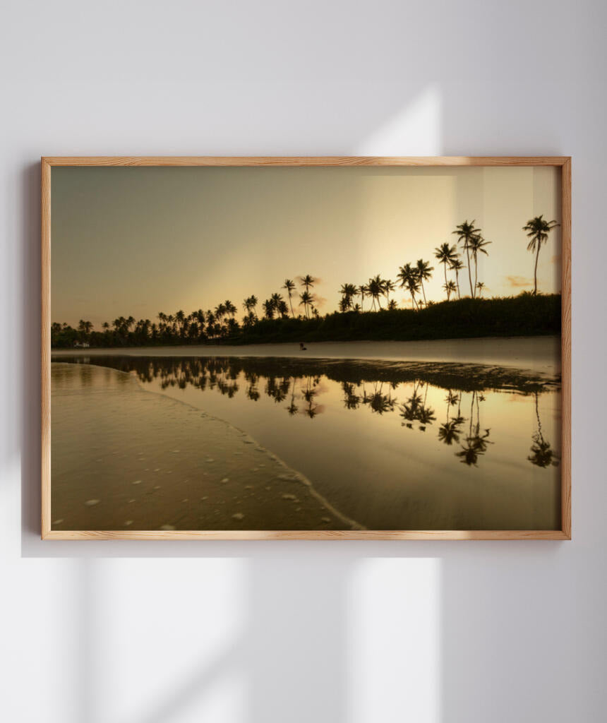 Quadro Decorativo Pôr do Sol - Reflexo Coqueiros