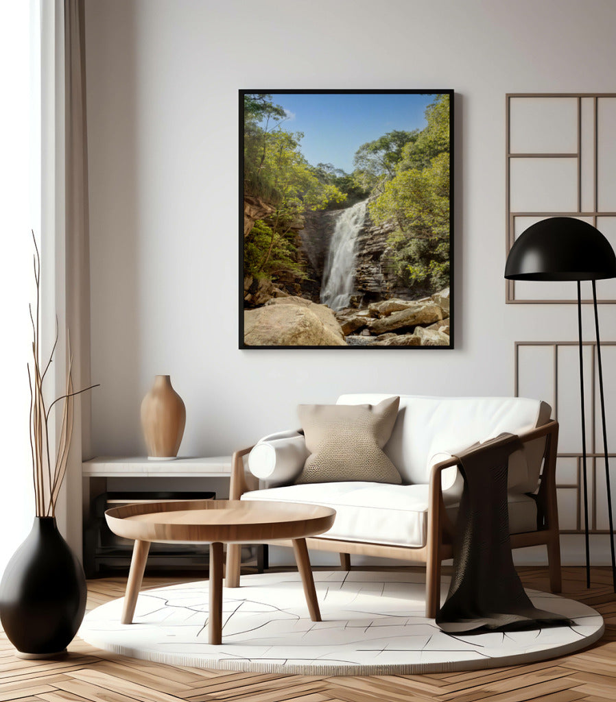Quadro Decorativo Cachoeira, Natureza e Pedras.