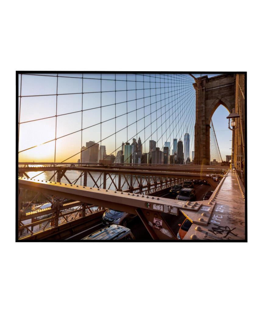Quadro Decorativo Nova York - Ponte Urbana e Pôr do Sol