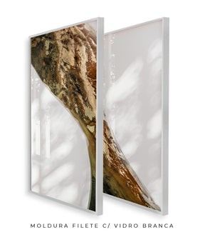 Quadro Decorativo Abstrato e Curvas - Tons Marrom e Branco -Dupla vertical