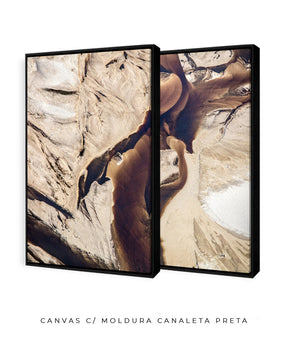 Quadro Decorativo Abstrato e Curvas - Tons Marrom e Bege -Dupla