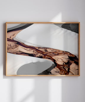 Quadro Decorativo Abstrato e curvas - Tons brancos, bege e marrons