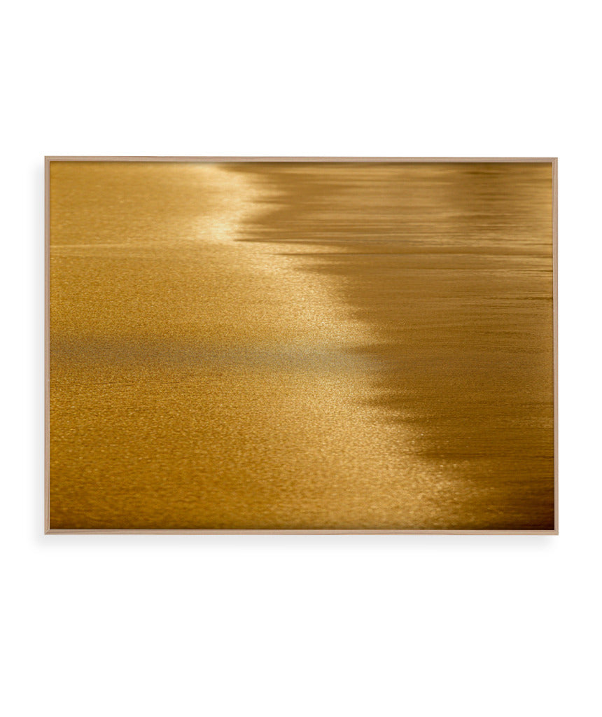 Quadro Decorativo Abstrato e Curvas - Tom Dourado - Horizontal