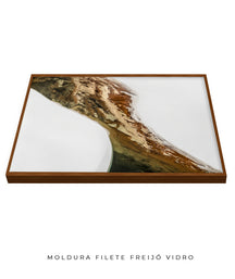 Quadro Decorativo Abstrato e Curvas - Tons Marrom e Branco -Horizontal