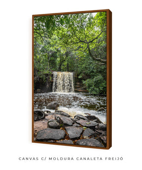 Quadro Decorativo Cachoeira e Floral