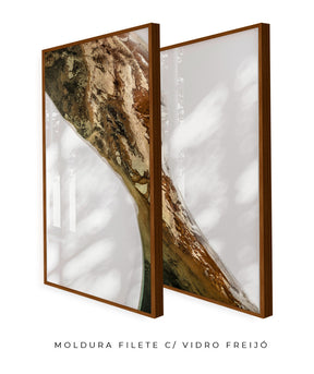 Quadro Decorativo Abstrato e Curvas - Tons Marrom e Branco -Dupla vertical
