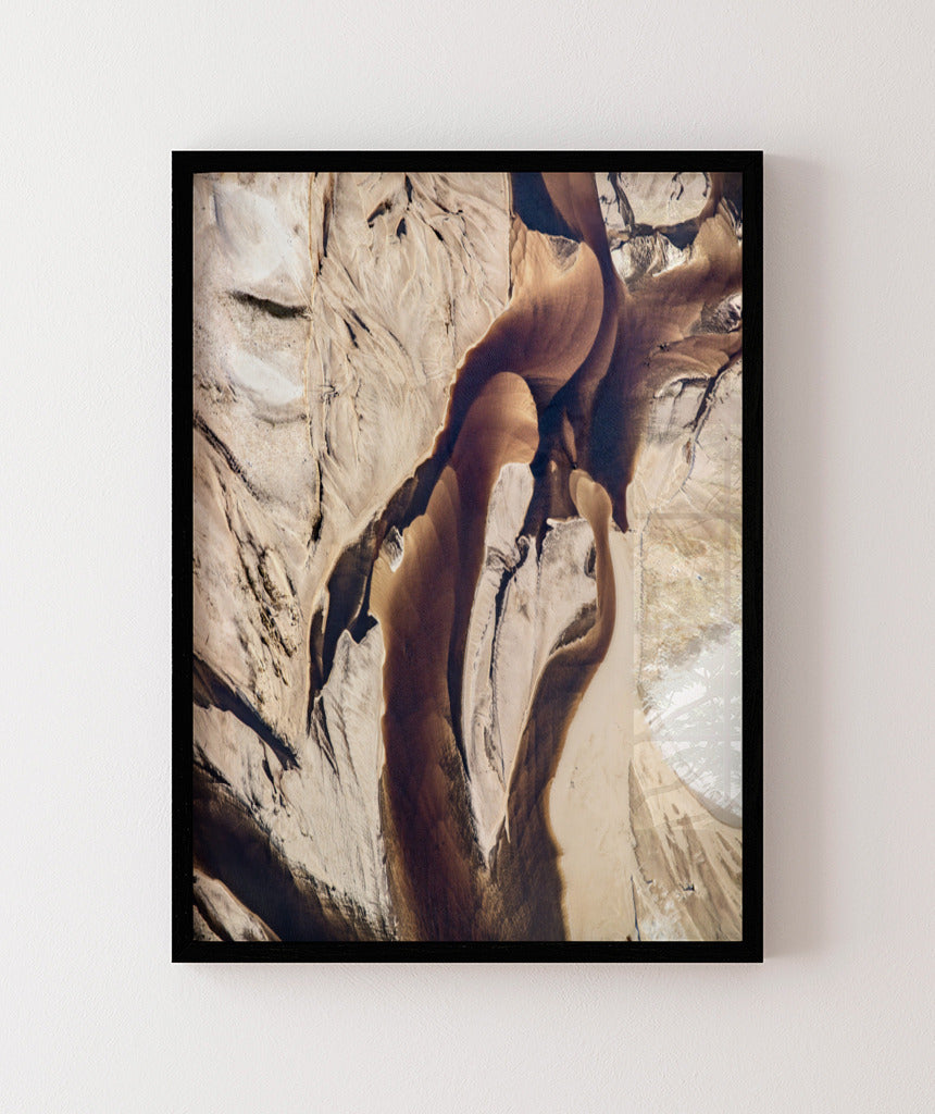 Quadro Decorativo Abstrato e Curvas - Tons Marrom e Bege