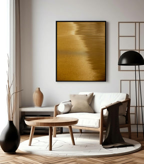 Quadro Decorativo Abstrato e Curvas - Tom Dourado