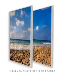 Quadro Decorativo Praia com Areia Marrom e Mar Azul -Dupla