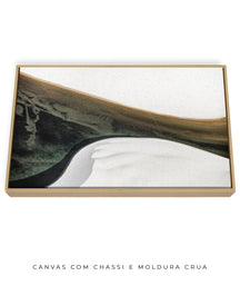 Quadro Decorativo Abstrato e Curvas - Tons Cinza, Branco, Preto e Marrom -Horizontal