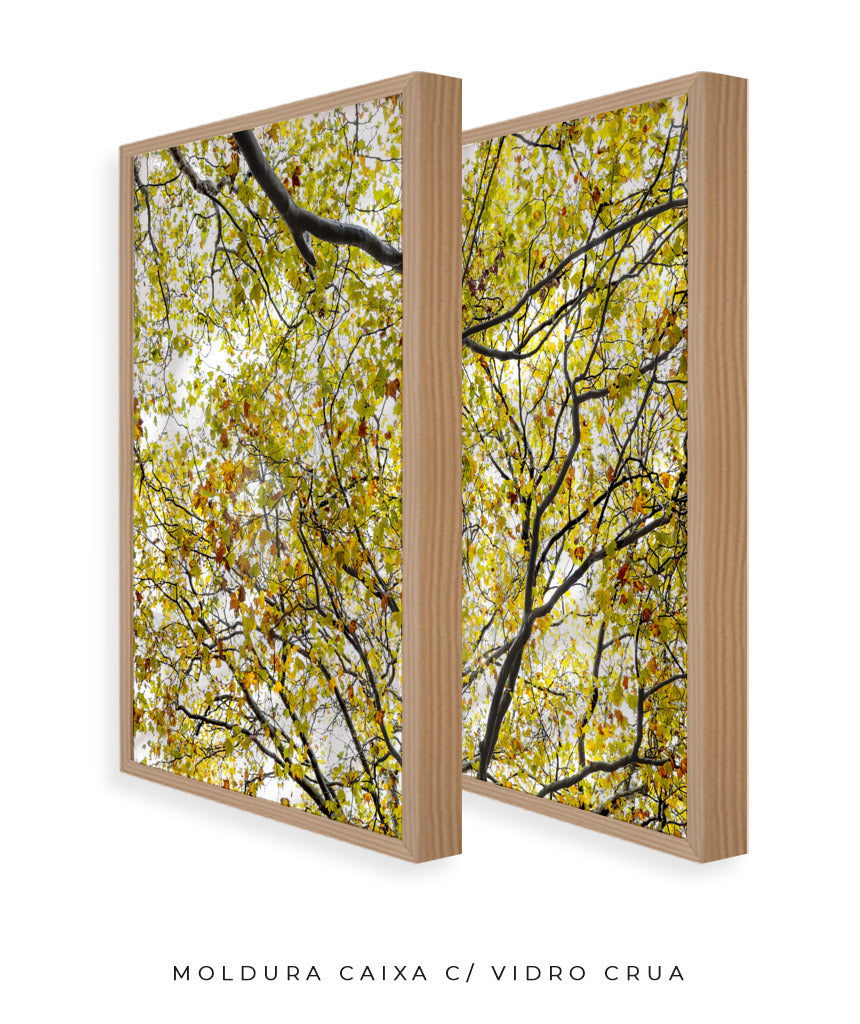 Quadro Decorativo Árvore com Galhos Verdes-Dupla