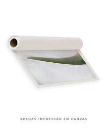 Quadro Decorativo Abstrato e curvas -Tons Branco, Cinza e Verde - Horizontal
