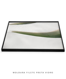 Quadro Decorativo Abstrato e curvas -Tons Branco, Cinza e Verde - Horizontal