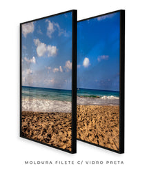 Quadro Decorativo Praia com Areia Marrom e Mar Azul -Dupla