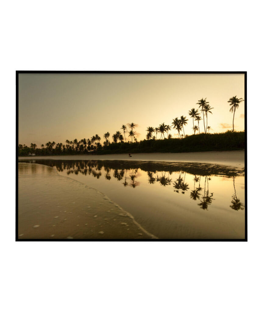 Quadro Decorativo Pôr do Sol - Reflexo Coqueiros