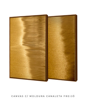 Quadro Decorativo Abstrato e curvas-Tons de dourado-Dupla vertical