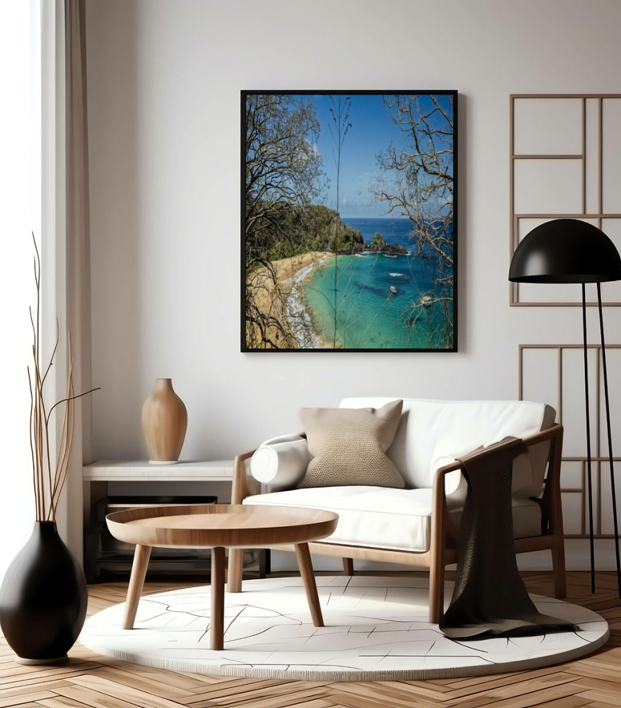 Quadro Decorativo Noronha - Praia, Mar e Galhos Secos