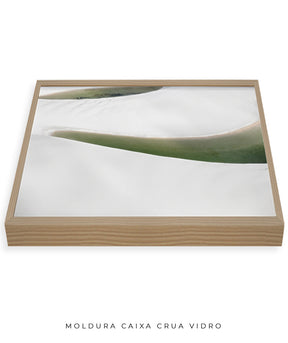 Quadro Decorativo Abstrato e curvas -Tons Branco, Cinza e Verde - Horizontal