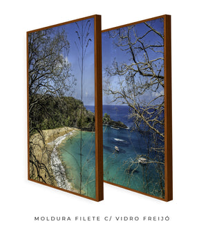 Quadro Decorativo Praia, Mar e Galhos Secos -Dupla