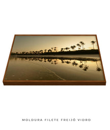 Quadro Decorativo Pôr do Sol - Reflexo Coqueiros