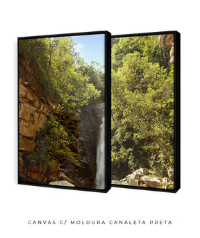 Quadro Decorativo Cachoeira, Natureza e Pedras- Dupla