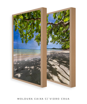 Quadro Decorativo Praia, Mar e Árvore Verde -Dupla