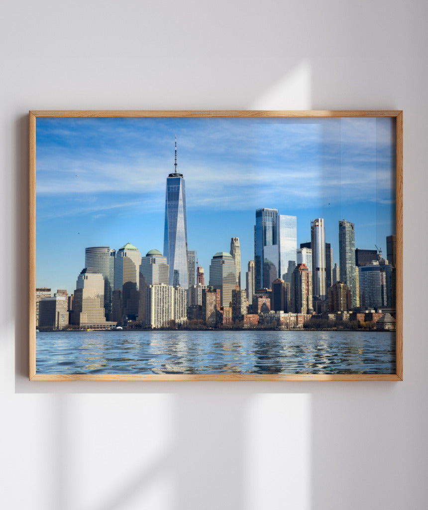 Quadro Decorativo Mar e Prédios de Nova York - Horizontal