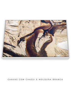 Quadro Decorativo Abstrato e Curvas - Tons Marrom e Bege -Horizontal