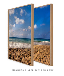 Quadro Decorativo Praia com Areia Marrom e Mar Azul -Dupla