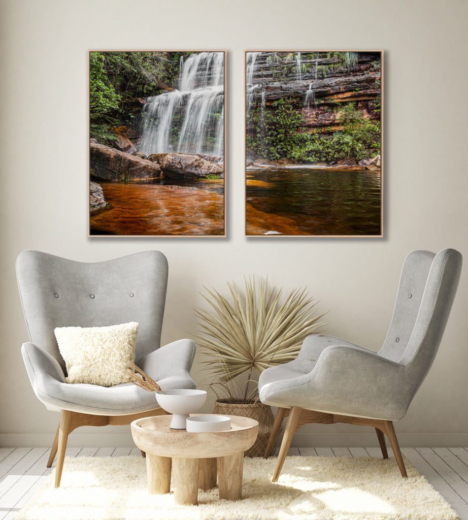 Quadro Decorativo Cachoeira Águas Cristalinas- Dupla corte vertical
