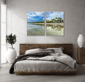 Quadro Decorativo Praia, Mar e Coqueiral - Dupla