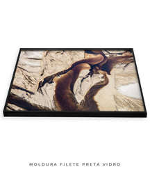 Quadro Decorativo Abstrato e Curvas - Tons Marrom e Bege -Horizontal