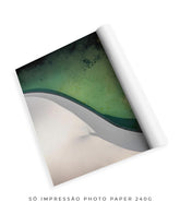 Quadro Decorativo Abstrato e curvas -Tons de branco e verde Vertical