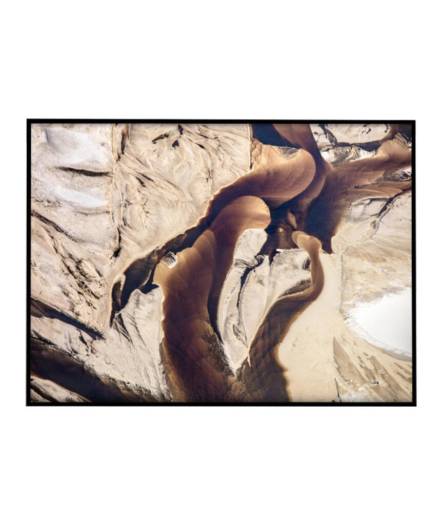 Quadro Decorativo Abstrato e Curvas - Tons Marrom e Bege -Horizontal