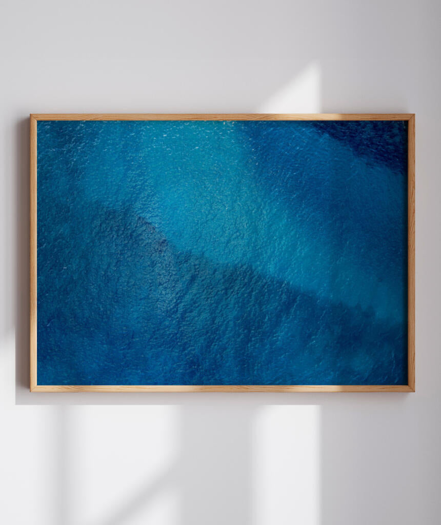 Quadro Decorativo Abstrato e curvas -Tons de azul