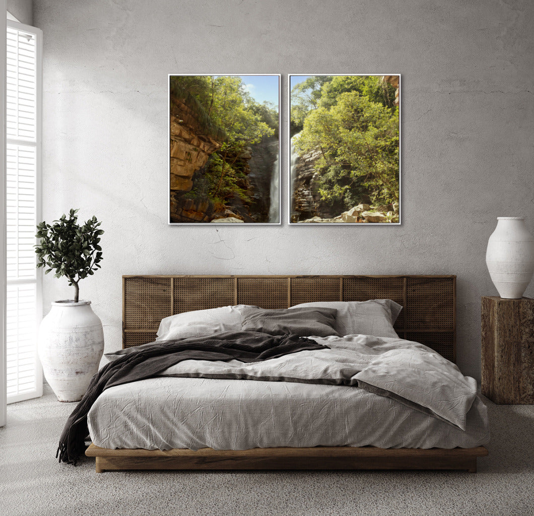 Quadro Decorativo Cachoeira, Natureza e Pedras- Dupla