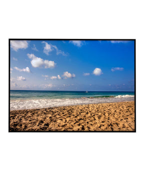 Quadro Decorativo Praia com Areia Marrom e Mar Azul
