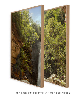 Quadro Decorativo Cachoeira, Natureza e Pedras- Dupla