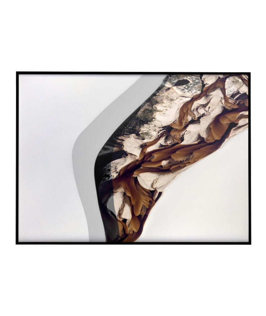 Quadro Decorativo Abstrato e Curvas - Tons de Marron, Cinza e Branco-Horizontal