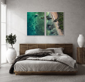 Quadro  Decorativo Praia e Mar Verde - Dupla