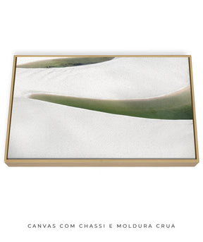 Quadro Decorativo Abstrato e curvas -Tons Branco, Cinza e Verde - Horizontal