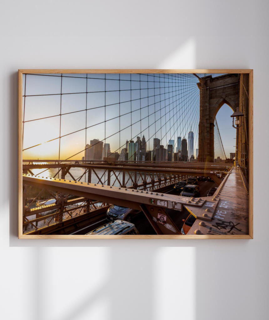 Quadro Decorativo Nova York - Ponte Urbana e Pôr do Sol