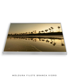 Quadro Decorativo Pôr do Sol - Reflexo Coqueiros