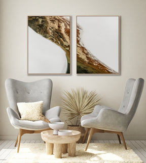 Quadro Decorativo Abstrato e Curvas - Tons Marrom e Branco -Dupla vertical