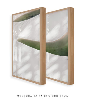 Quadro Decorativo Abstrato e Curvas - Tons Branco, Cinza e Verde-Dupla vertical