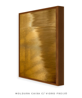 Quadro Decorativo Abstrato e Curvas - Tom Dourado