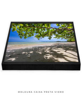 Quadro Decorativo Praia, Mar e Árvore Verde