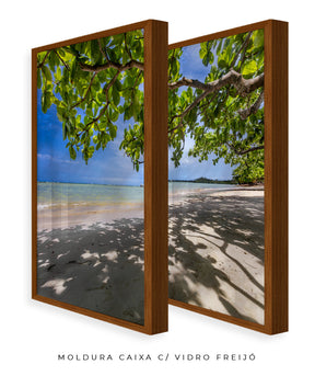 Quadro Decorativo Praia, Mar e Árvore Verde -Dupla
